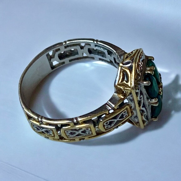 MICHAEL VALITUTTI Gems En Vogue Emerald Cluster Vermeil Woman’s Ring Jewelry - Picture 2 of 10